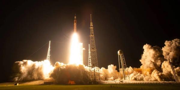  NASA’s Space Launch System rocket carrying the Orion spacecraft launches on the Artemis I flight test in 2022. Credit: NASA/Joel Kowsky