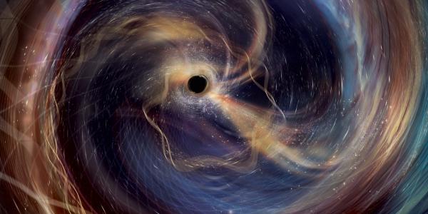 Artistic impression of the 'loudest' black hole. Credit: Aurore Simonnet (SSU/EdEon)